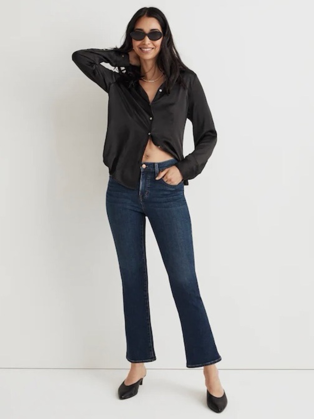 Madewell Kick Out Crop Jeans Womens Size 27 Blue Mid Rise Casual Flare Denim